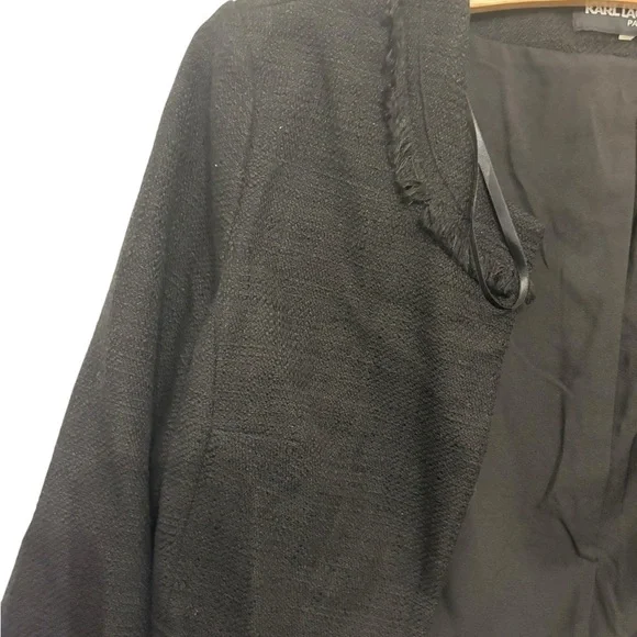 Karl Lagerfeld Black Textured Women's Blazer - Picture 3 of 3